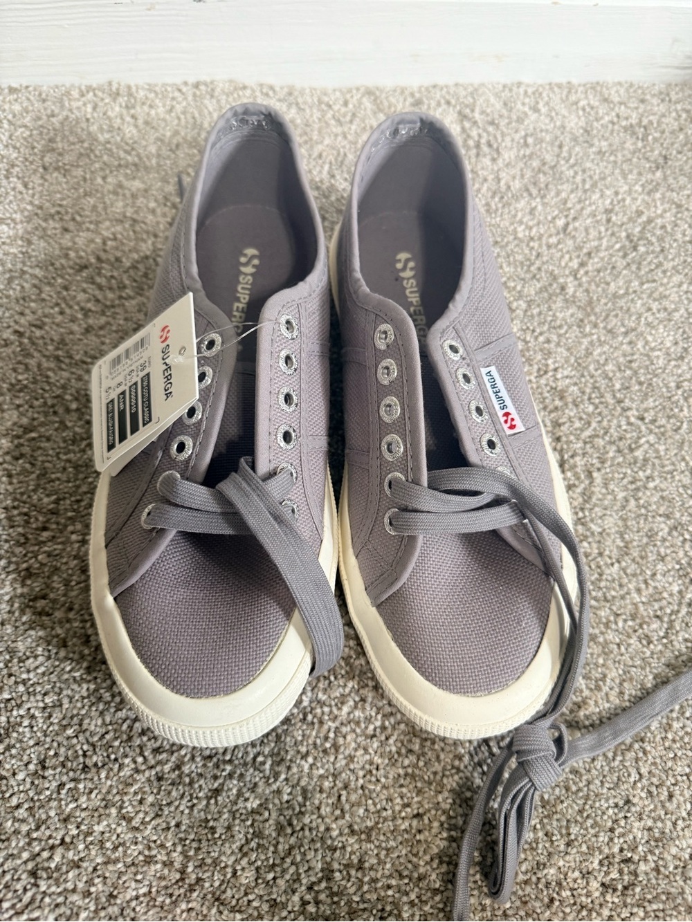 Superga Gray Canvas Low-Top Sneakers